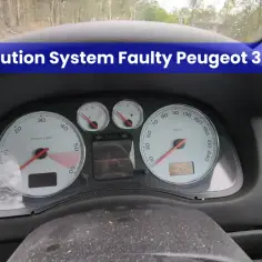 Wskaźniki Peugeota 307 z komunikatem "Depollution System Faulty". Awaria układu oczyszczania spalin.